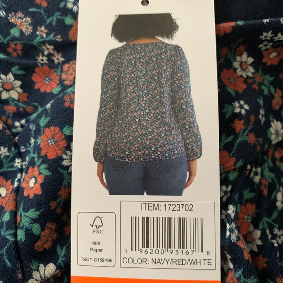 New Lucky Brand Printed Floral Peasant Blouse, Size: XXL - Picture 4 of 7